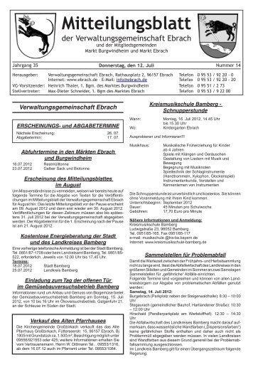 Mitteilungsblatt - Verwaltungsgemeinschaft Ebrach