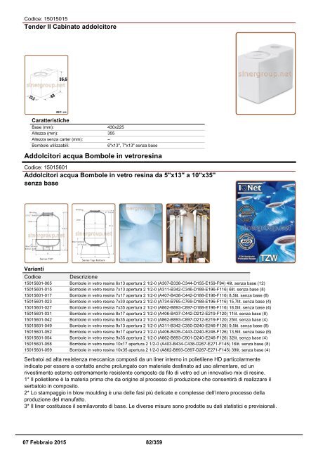 Sinergroup Depuratori Acqua Addolcitori Osmosi Inversa Erogatori acqua