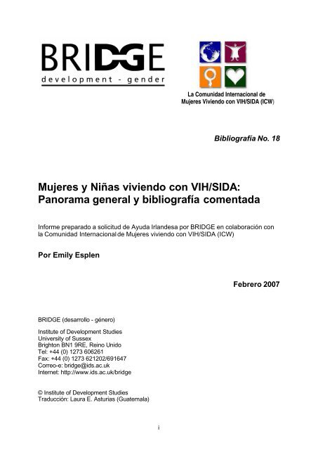 Mujeres y NiÃ±as viviendo con VIH/SIDA - Bridge - Institute of ...