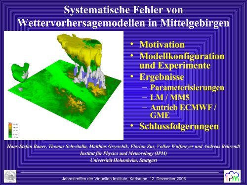 Systematische Fehler von Wettervorhersagemodellen in ... - IMK-TRO