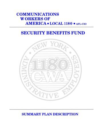SBF Summary Plan Handbook - CWA Local 1180