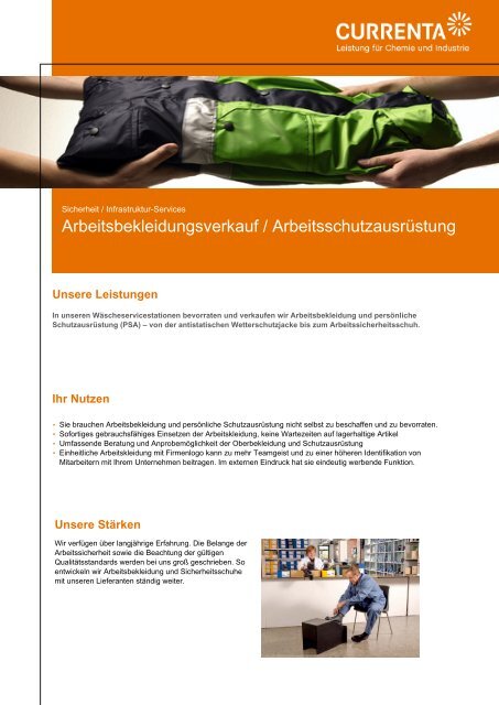 Arbeitsbekleidungsverkauf / ArbeitsschutzausrÃ¼stung - Currenta