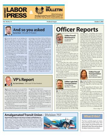 Officer Reports - Amalgamated Transit Union -Local 757