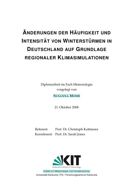 anderungen der hÂ¨aufigkeit und intensit Â¨at von ... - IMK-TRO - KIT