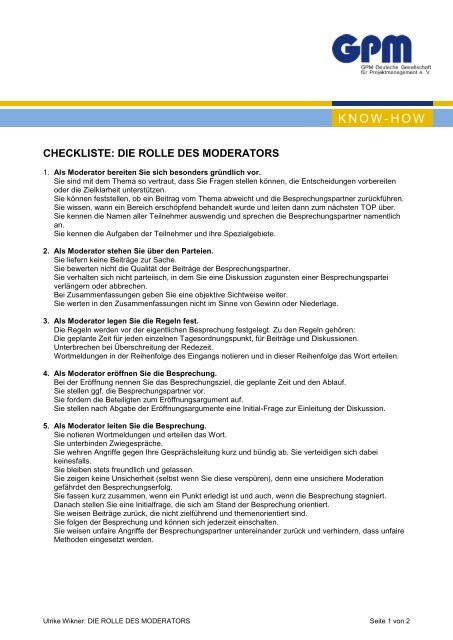 Rolle des Moderators (pdf) - GPM InfoCenter