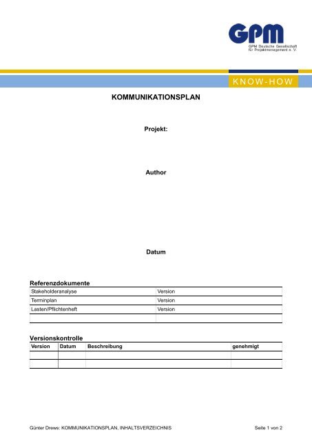 Kommunikationsplan (pdf) - GPM InfoCenter