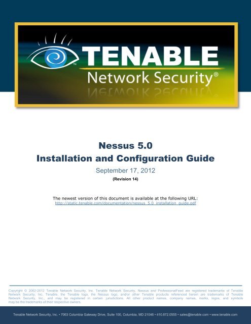 Nessus 5.0 Installation and Configuration Guide - Tenable Network