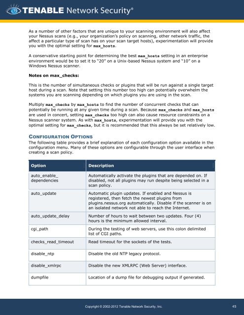 Nessus 5.0 Installation and Configuration Guide - Tenable Network