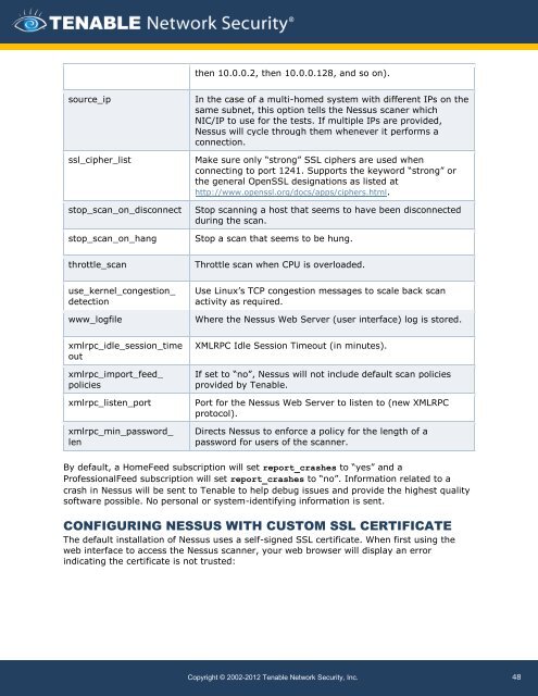 Nessus 5.0 Installation and Configuration Guide - Tenable Network