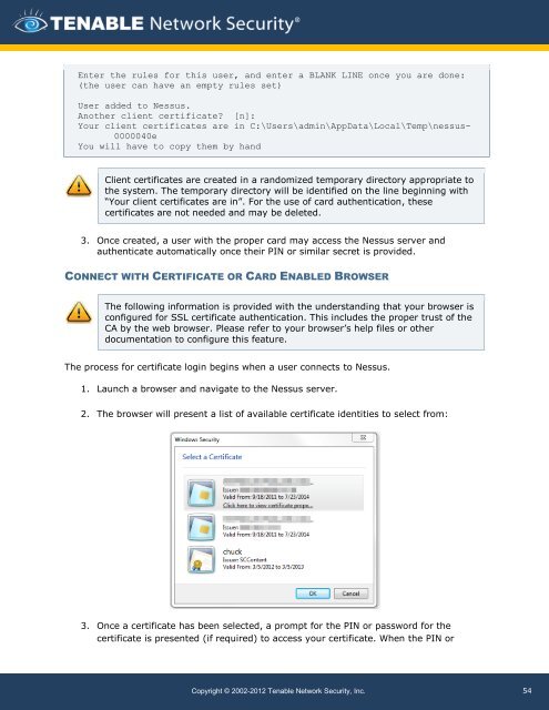 Nessus 5.0 Installation and Configuration Guide - Tenable Network