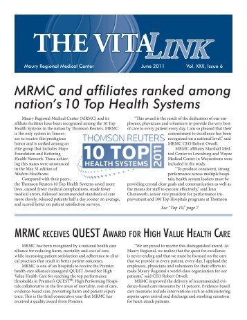 VitaLink June11.indd - Maury Regional Healthcare System