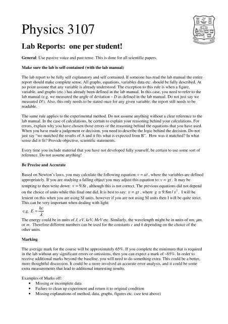 How To Write A Physics Lab Report Introduction - Design Talk