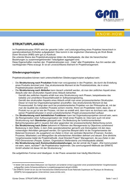 Strukturplanung (pdf) - GPM InfoCenter