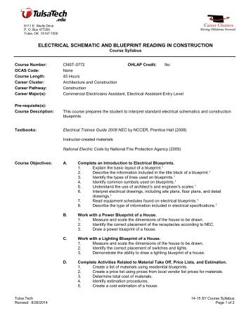 Electrical Schematic and Blueprint Reading in Construction - Tulsa ...