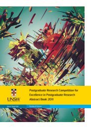 2011 Postgraduate Research Competition - UNSW Science - The ...