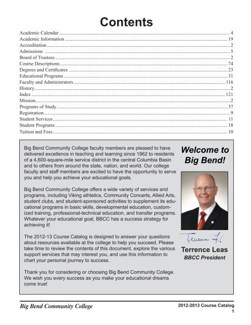 2012-2013 - Academics - Big Bend Community College