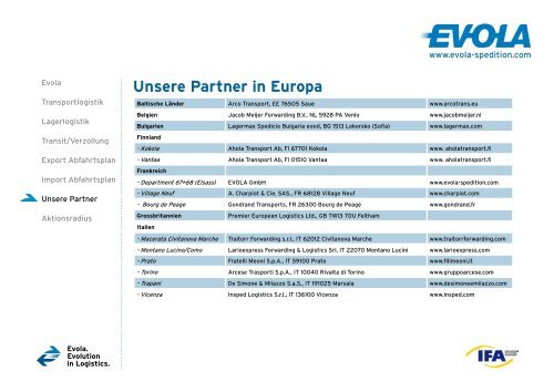 Unsere Partner in Europa - Evola