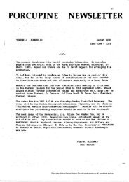 Porcupine Newsletter Volume 1, Number 10, August 1980.