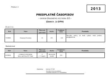 PREDPLATNÉ ČASOPISOV