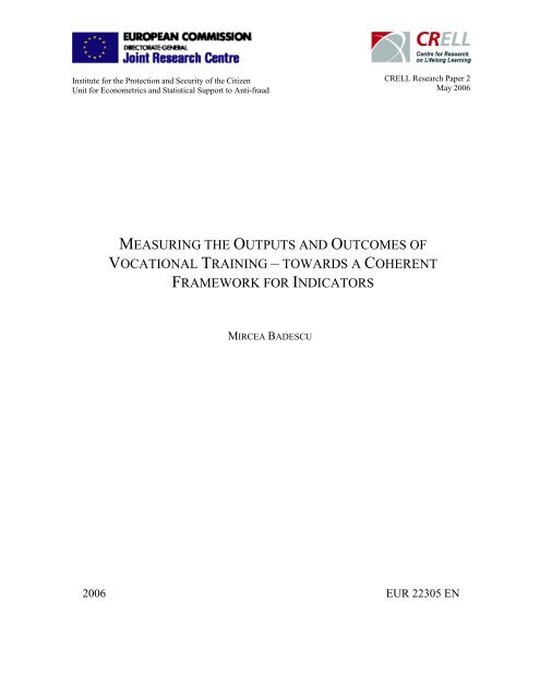 measuring the outputs and outcomes of vocational training