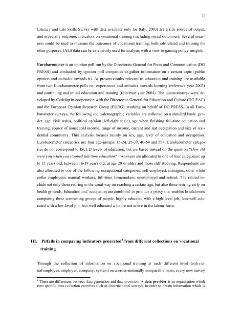 measuring the outputs and outcomes of vocational training