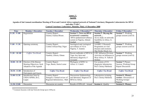 Annex 3 : Agenda Agenda of 2nd Annual ... - fao ectad bamako