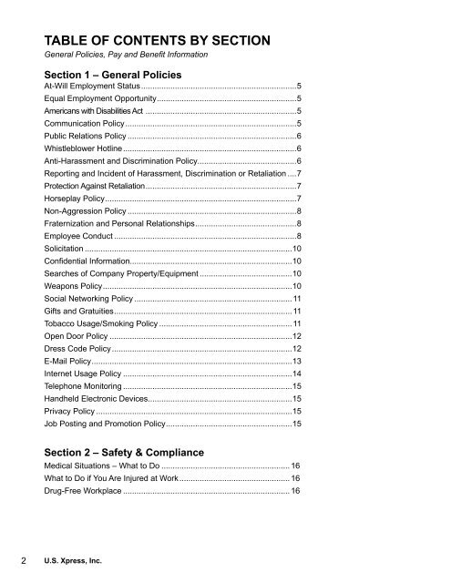 2011 office employee handbook.pdf - US Xpress