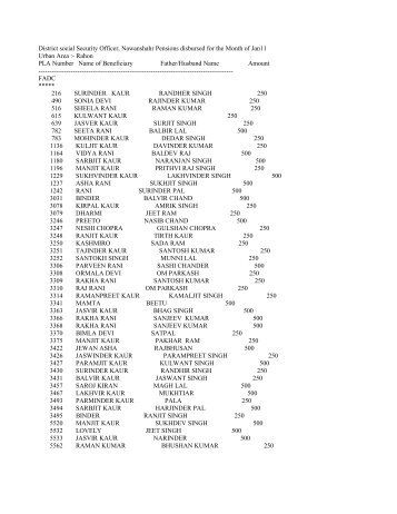 District social Security Officer, Nawanshahr Pensions disbursed for ...