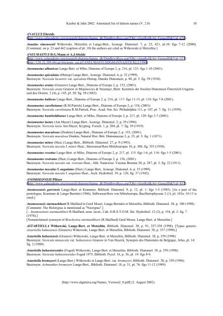 Annotated list of diatom names by Horst Lange-Bertalot and co ...