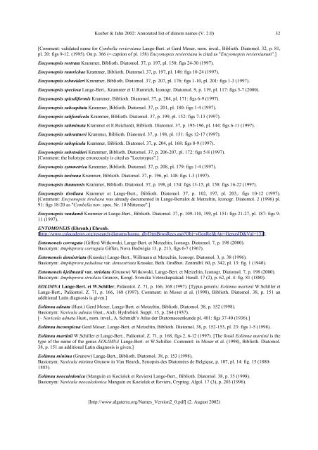 Annotated list of diatom names by Horst Lange-Bertalot and co ...