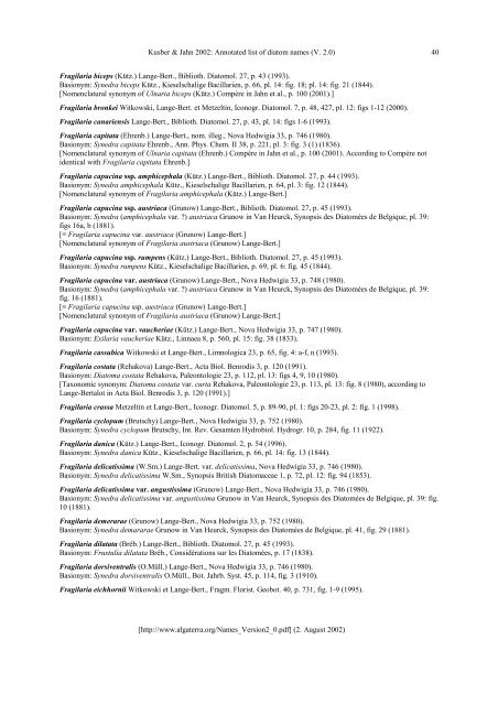 Annotated list of diatom names by Horst Lange-Bertalot and co ...