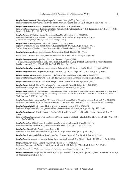 Annotated list of diatom names by Horst Lange-Bertalot and co ...