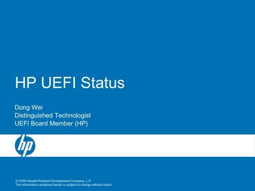 Using Unified Extensible Firmware Interface (UEFI) as the ... - Intel