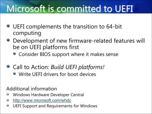 Using Unified Extensible Firmware Interface (UEFI) as the ... - Intel