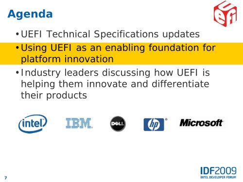 Using Unified Extensible Firmware Interface (UEFI) as the ... - Intel