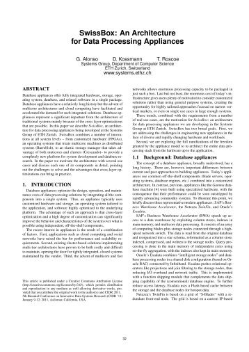 SwissBox: An Architecture for Data Processing Appliances