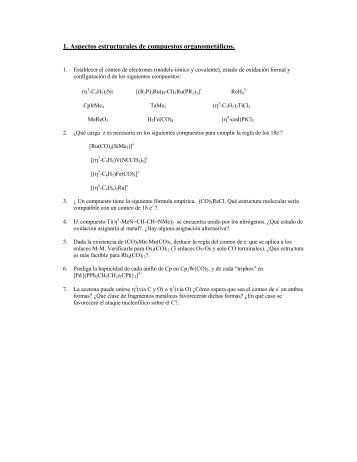 1. Aspectos estructurales de compuestos organometÃ¡licos.