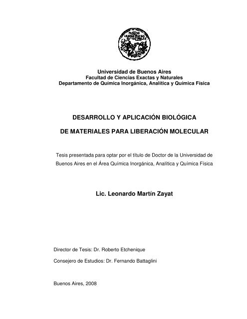 Desarrollo y aplicaciÃ³n biolÃ³gica de materiales para liberaciÃ³n ...