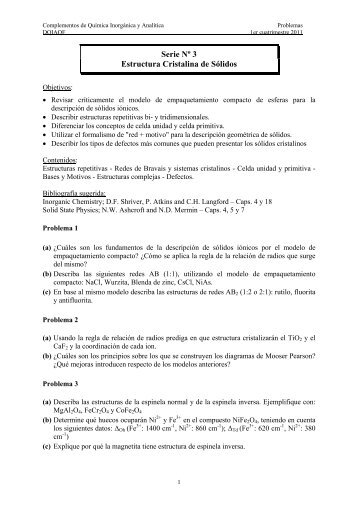 Serie NÂº 3 Estructura Cristalina de SÃ³lidos - Departamento de ...