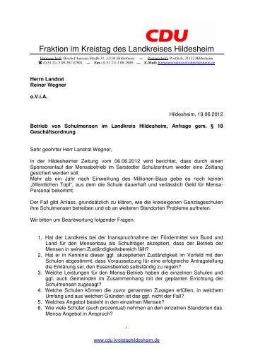 2012 Anfrage Betrieb Mensen - CDU Kreistagsfraktion