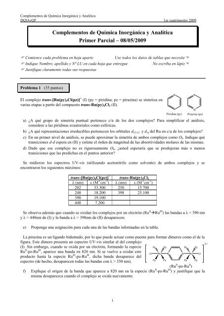 simetria y enlace en complejos - Departamento de QuÃ­mica ...