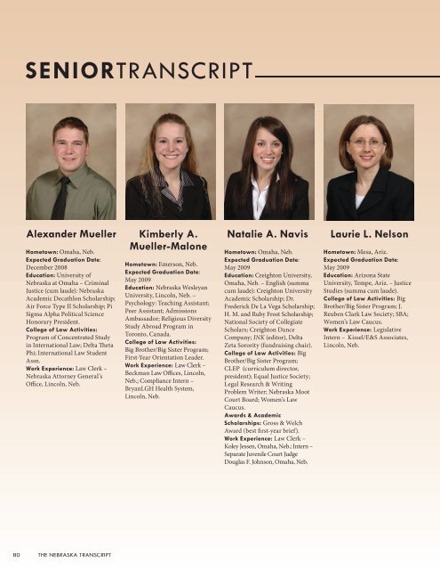 senIOR TRansCRIPT - University of Nebraska College of Law - The ...