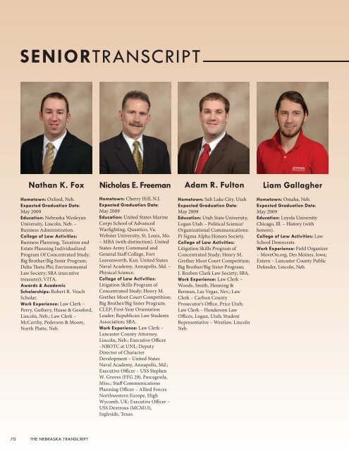 senIOR TRansCRIPT - University of Nebraska College of Law - The ...