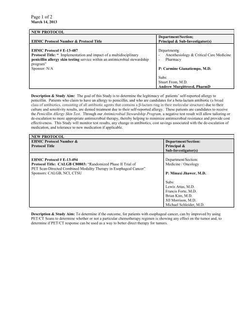 Minutes / Institutional Review Board - Englewood Hospital and ...