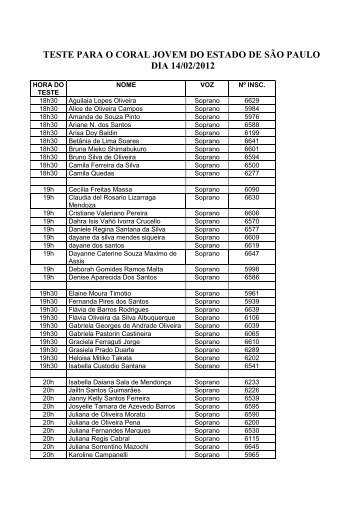 TESTE PARA O CORAL JOVEM DO ESTADO DE SÃO ... - EMESP