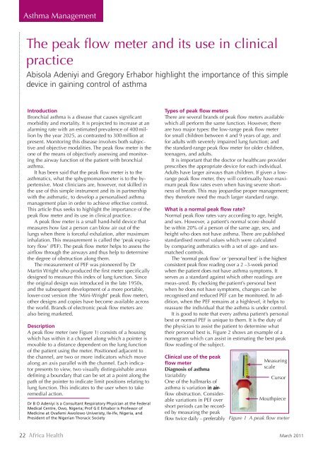 The peak flow meter and its use in clinical practice - Africa Health