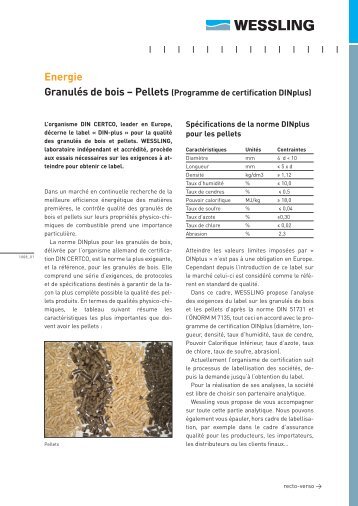 Analyse de Pellets/Granulés de bois