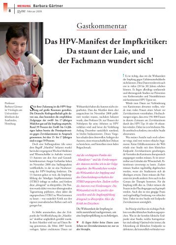 Das HPV-Manifest der Impfkritiker: Da staunt der Laie, und ... - Zervita