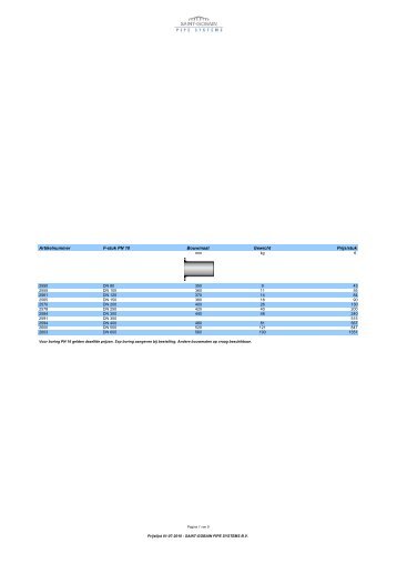 Prijslijst flenshulpstukken per 01 07 2010 - Saint Gobain Pipe Systems