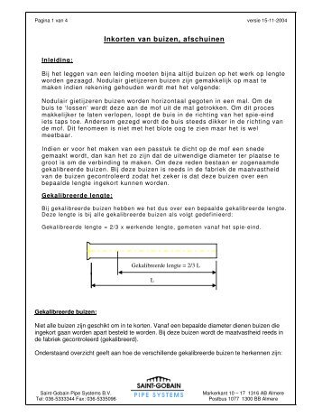 Inkorten en afschuine - Saint Gobain Pipe Systems